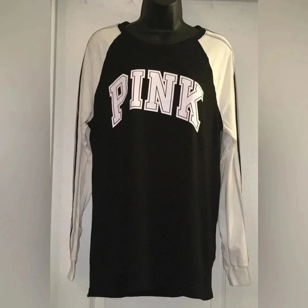 Victoria's Secret PINK Long Sleeve Campus Tee Raglan Mesh Lined Sleeves